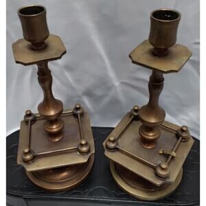 Vintage Made in Italy Italian BRASS Candlesticks Single Tapered Candles